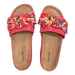 Comfortview Women's The Stassi Footbed Sandal‎ Carnation Watercolor size 10.5
